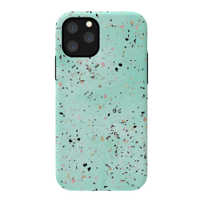 iPhone 11 Pro StrongFit Mint and gold marble terrazzo design Confetti  by InovArts