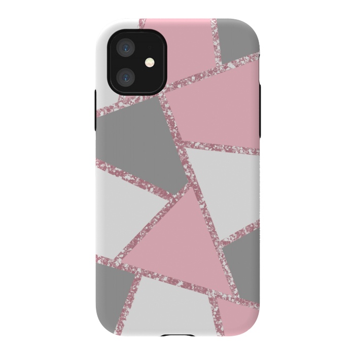 iPhone 11 StrongFit Geometric pink glitters by Jms