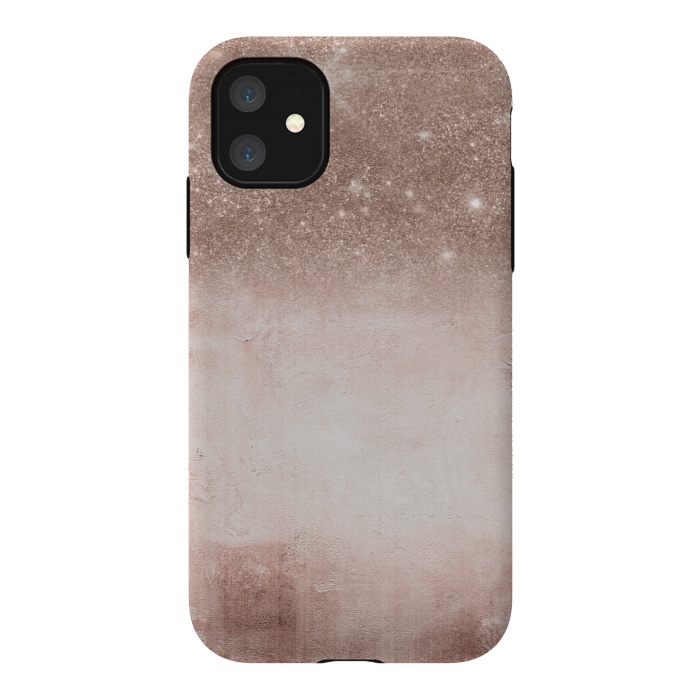 iPhone 11 StrongFit Rose Gold Blush Glitter and  Concrete by  Utart