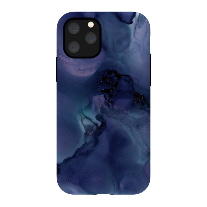 iPhone 11 Pro StrongFit Black Glitter Veins on Blue Ink Marble by  Utart