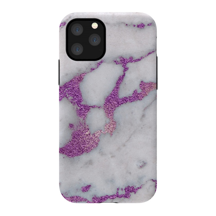 iPhone 11 Pro StrongFit Purple Glitter Veins on Gray Marble by  Utart