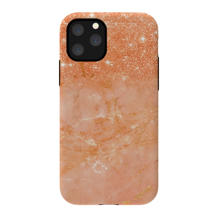iPhone 11 Pro StrongFit Living Coral Glitter and Veins on marble by  Utart