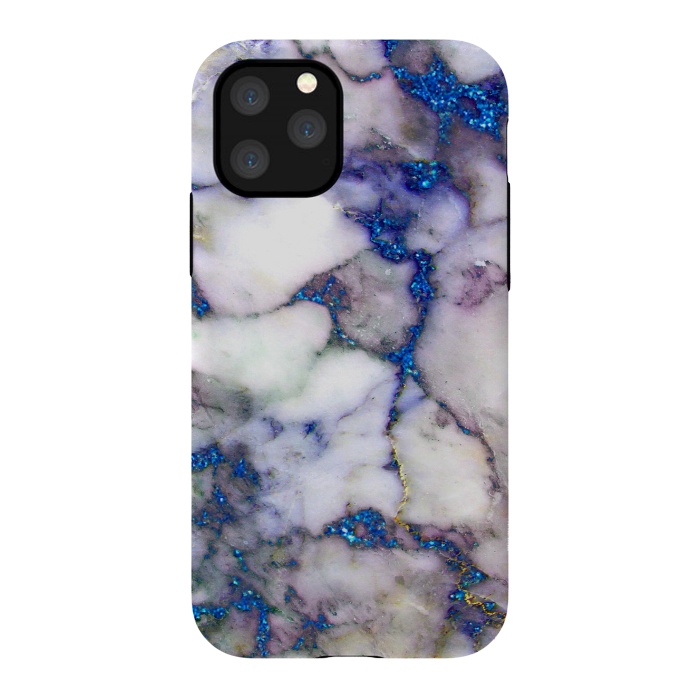 iPhone 11 Pro StrongFit Blue Glitter Veins on Gray Marble by  Utart