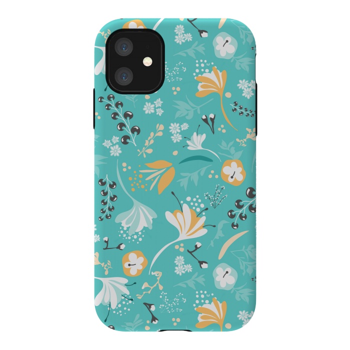 iPhone 11 StrongFit Beautiful BC Blooms on Bright Blue by Paula Ohreen