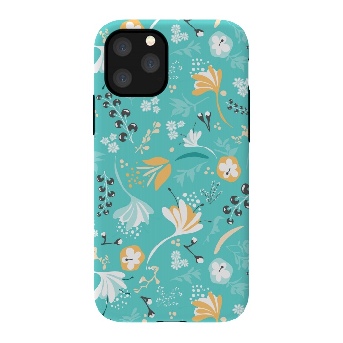 iPhone 11 Pro StrongFit Beautiful BC Blooms on Bright Blue by Paula Ohreen