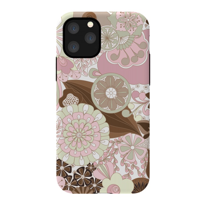 iPhone 11 Pro StrongFit Flowers, Flowers Everywhere - Pink and Brown by Paula Ohreen