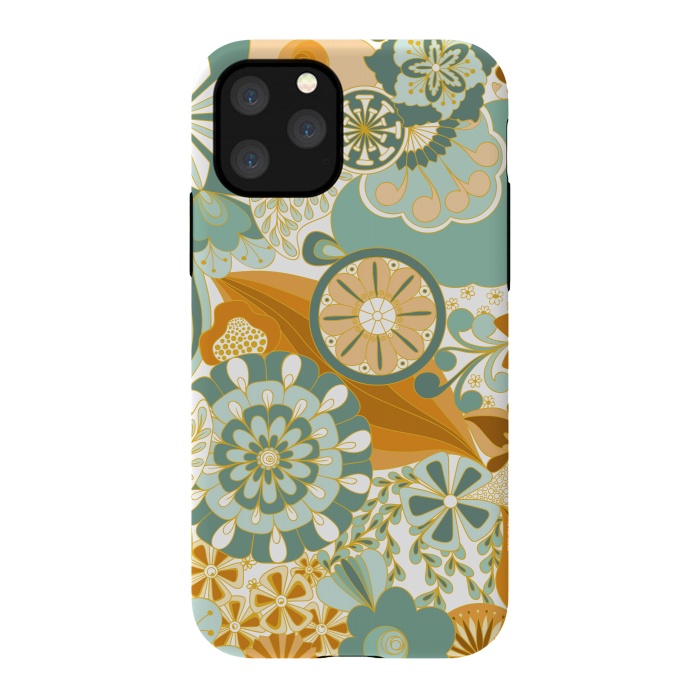 iPhone 11 Pro StrongFit Flowers, Flowers Everywhere - Orange and Green by Paula Ohreen