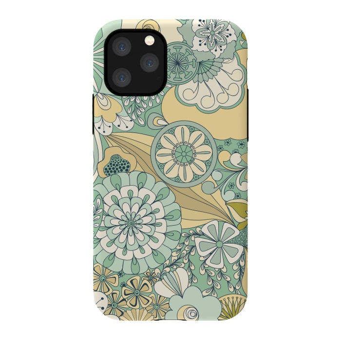 iPhone 11 Pro StrongFit Flowers, Flowers Everywhere - Cream and Mint by Paula Ohreen