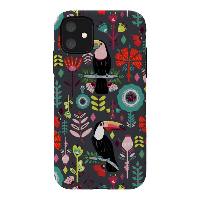 iPhone 11 StrongFit Colorful Toucans With Bright Red  by Tigatiga