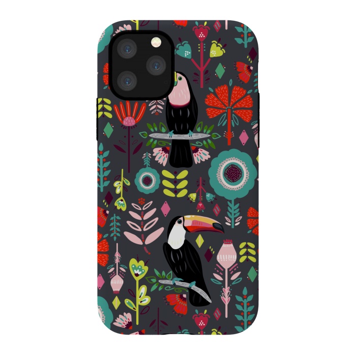 iPhone 11 Pro StrongFit Colorful Toucans With Bright Red  by Tigatiga