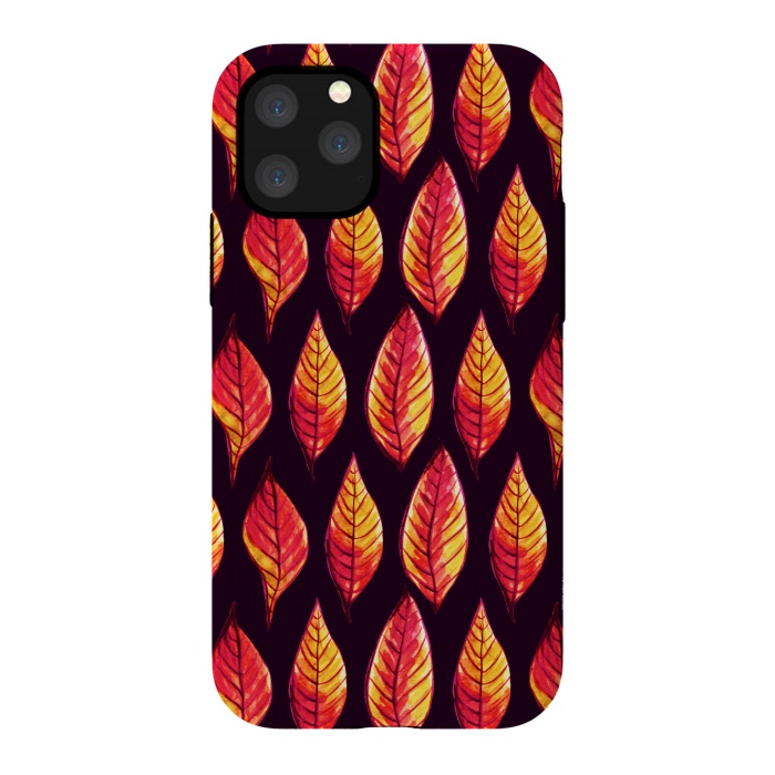 iPhone 11 Pro StrongFit Vibrant autumn leaves pattern in red and yellow by Boriana Giormova