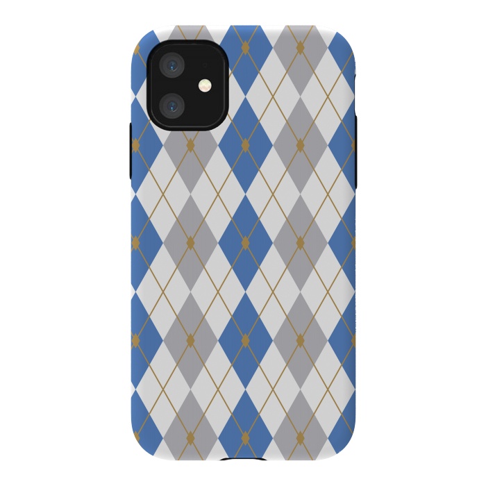 iPhone 11 StrongFit Blue & Gray Rhombus by Bledi