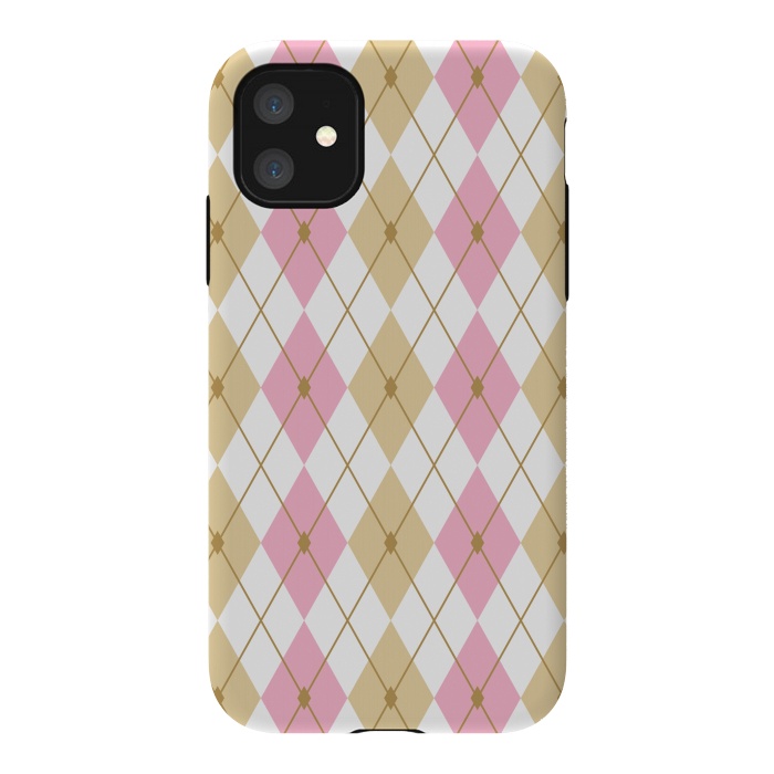 iPhone 11 StrongFit Light Brown & Light Pink Rhombus by Bledi
