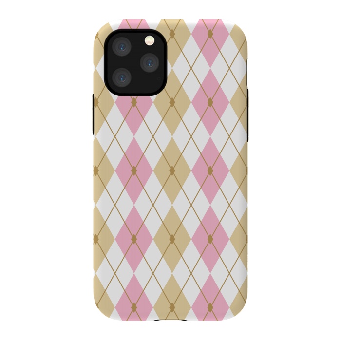 iPhone 11 Pro StrongFit Light Brown & Light Pink Rhombus by Bledi
