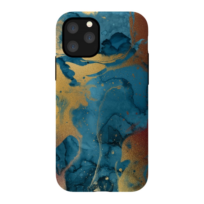 iPhone 11 Pro StrongFit Gold and Indigo Ink Marble by  Utart
