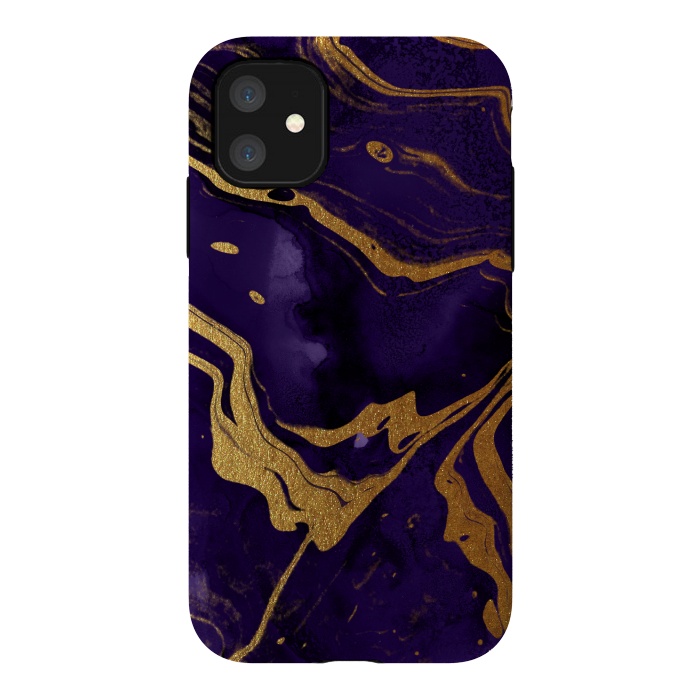 iPhone 11 StrongFit Purple and Gold Marble Ink by  Utart