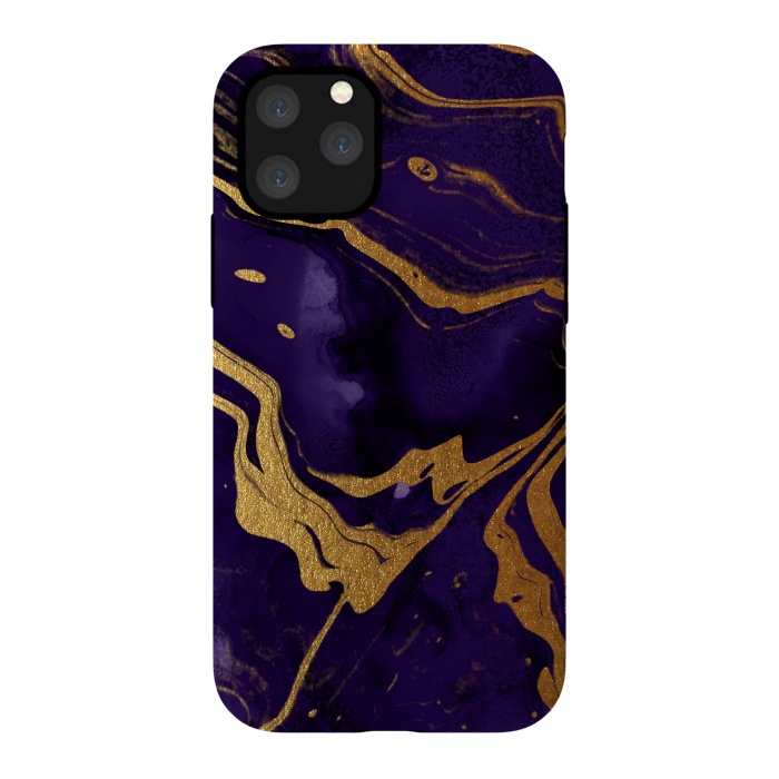 iPhone 11 Pro StrongFit Purple and Gold Marble Ink by  Utart