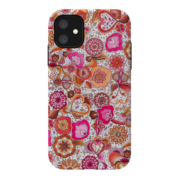 iPhone 11 StrongFit Sowing the Seeds of Love - Pink and Coral by Paula Ohreen
