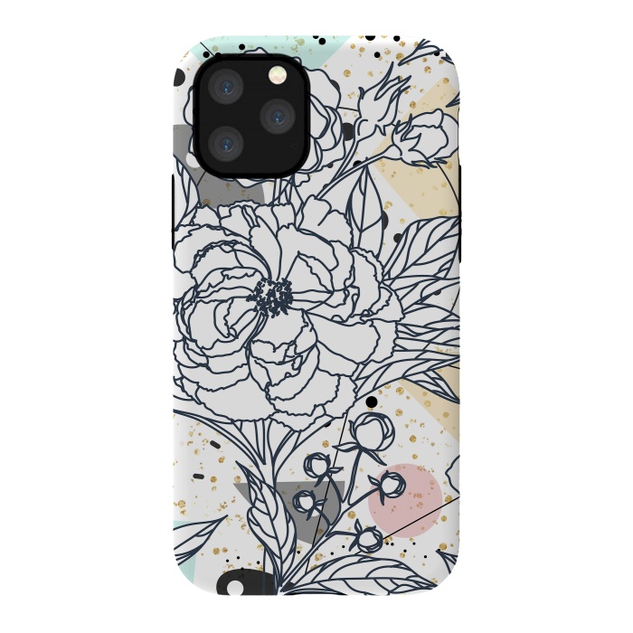 iPhone 11 Pro StrongFit Modern geometric shapes and floral strokes design by InovArts