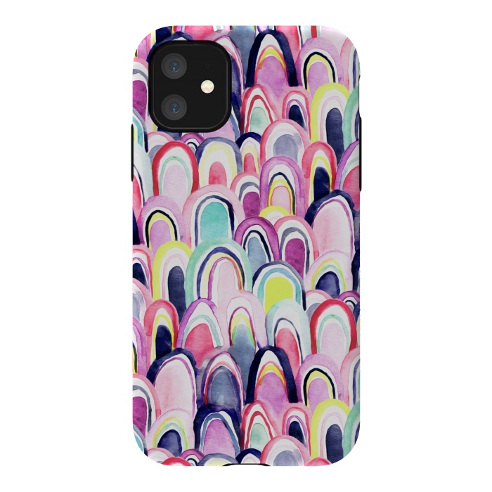iPhone 11 StrongFit Pastel Watercolor Mermaid Scales  by Tigatiga