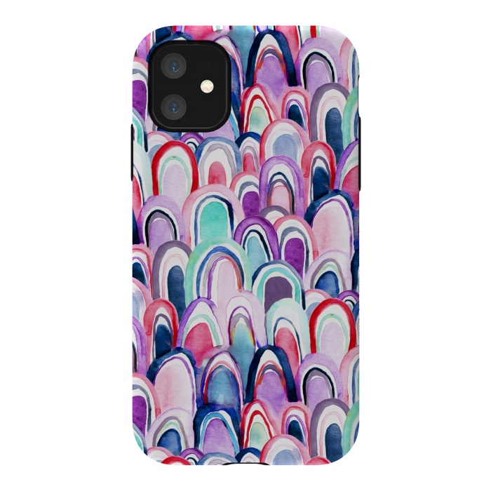 iPhone 11 StrongFit Cool Watercolor Mermaid Scales  by Tigatiga