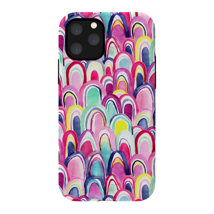 iPhone 11 Pro StrongFit Bright Watercolor Mermaid Scales  by Tigatiga