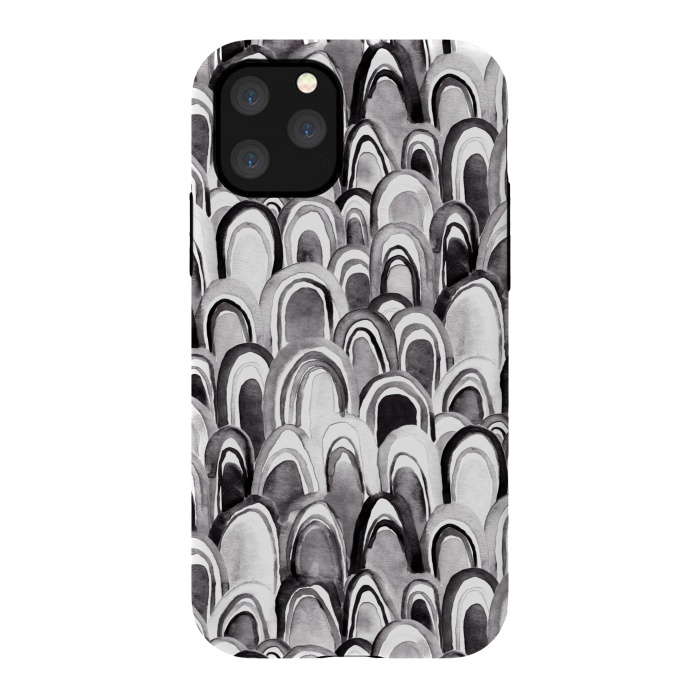 iPhone 11 Pro StrongFit Black & White Watercolor Mermaid Scales  by Tigatiga