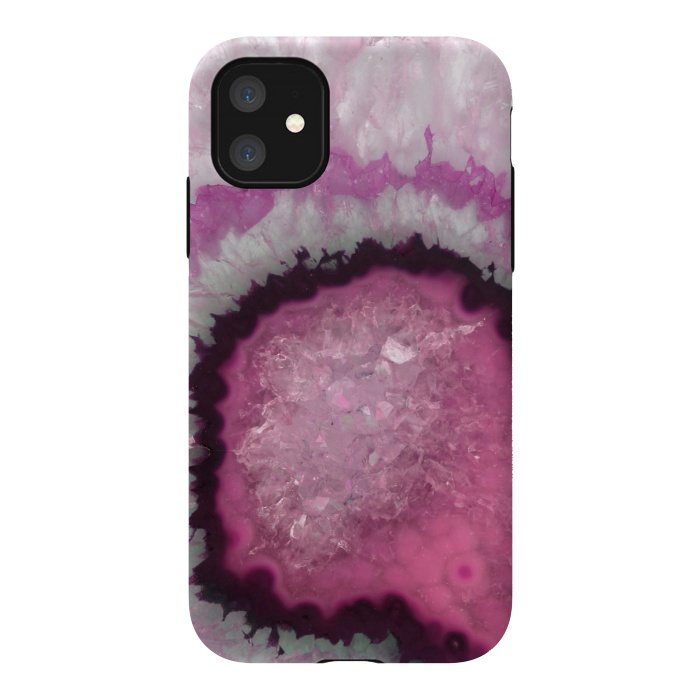 iPhone 11 StrongFit Pink and White Crystal Agate by  Utart