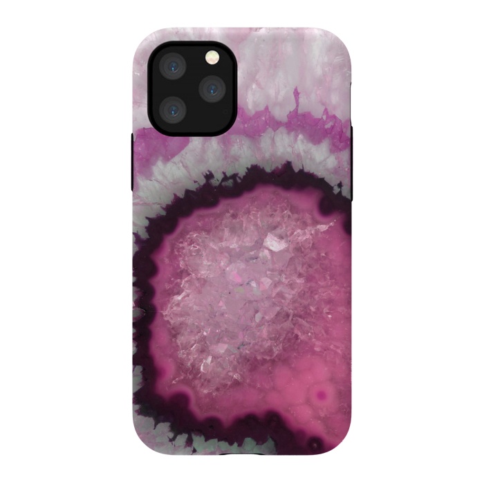 iPhone 11 Pro StrongFit Pink and White Crystal Agate by  Utart
