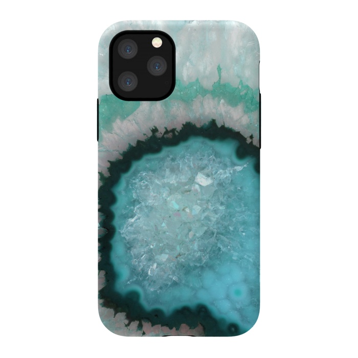 iPhone 11 Pro StrongFit Teal White and Green Crystal Agate by  Utart