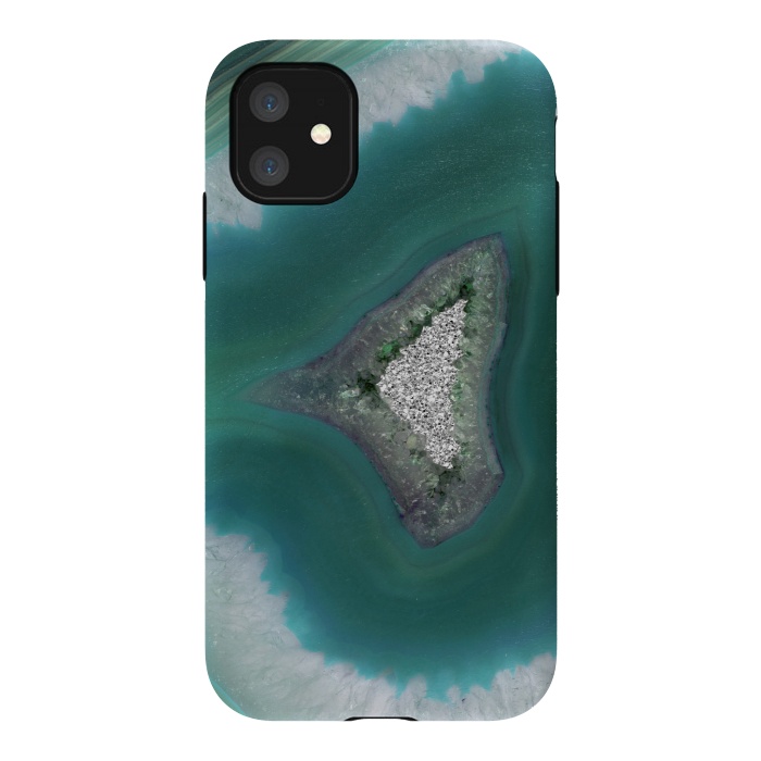 iPhone 11 StrongFit The ocean island- green and teal agate by  Utart