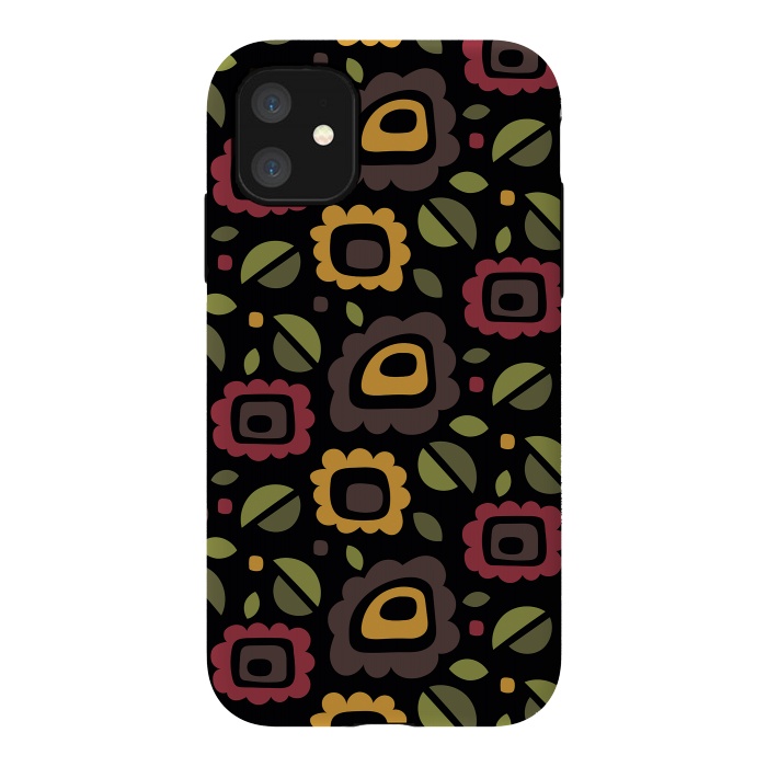 iPhone 11 StrongFit Retro Flowers Pattern by Majoih