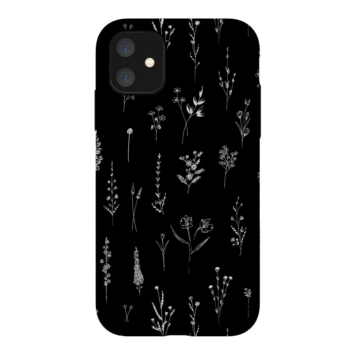 iPhone 11 StrongFit Black Wildflowers by Anis Illustration