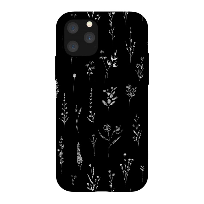 iPhone 11 Pro StrongFit Black Wildflowers by Anis Illustration