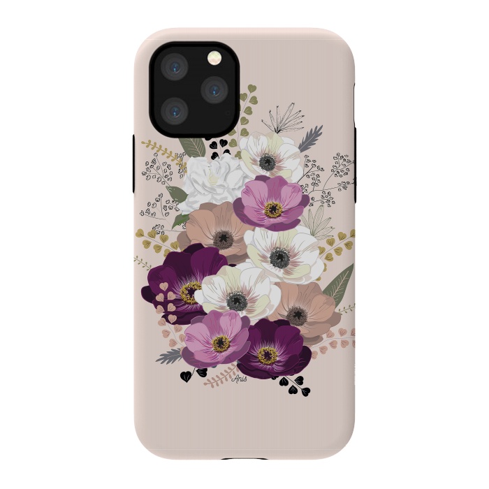iPhone 11 Pro StrongFit Anemones Bouquet Nude by Anis Illustration