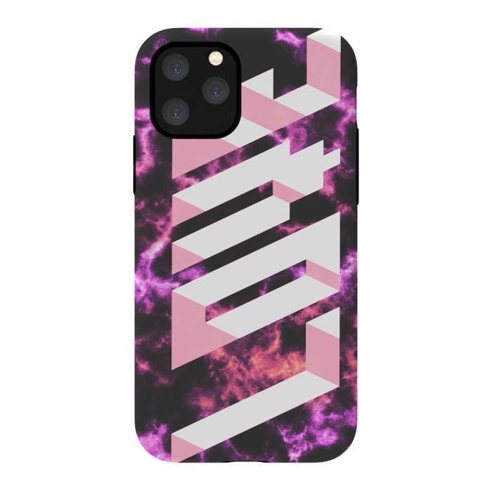 iPhone 11 Pro StrongFit Love - 3D pink typography on magenta dark marble by Oana 