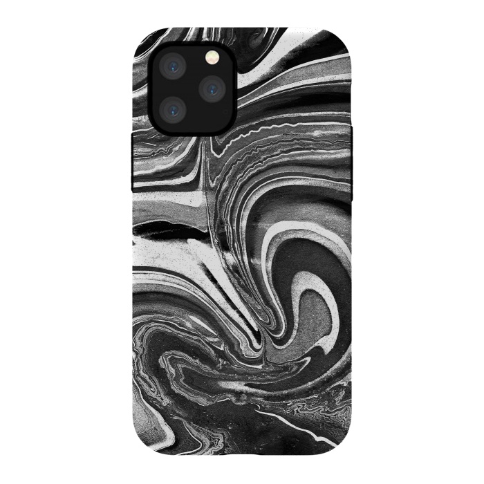 iPhone 11 Pro StrongFit Black and white marble swirls abstract art by Oana 