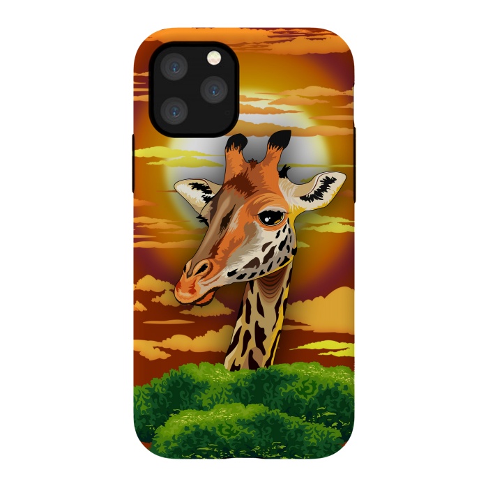 iPhone 11 Pro StrongFit Giraffe on Wild African Savanna Sunset  by BluedarkArt