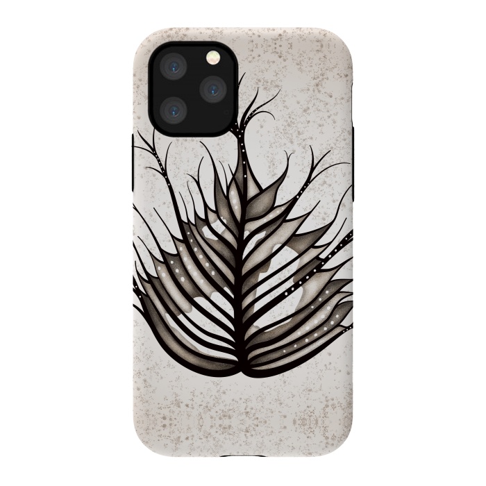 iPhone 11 Pro StrongFit Hairy Leaf Abstract Art In Sepia by Boriana Giormova