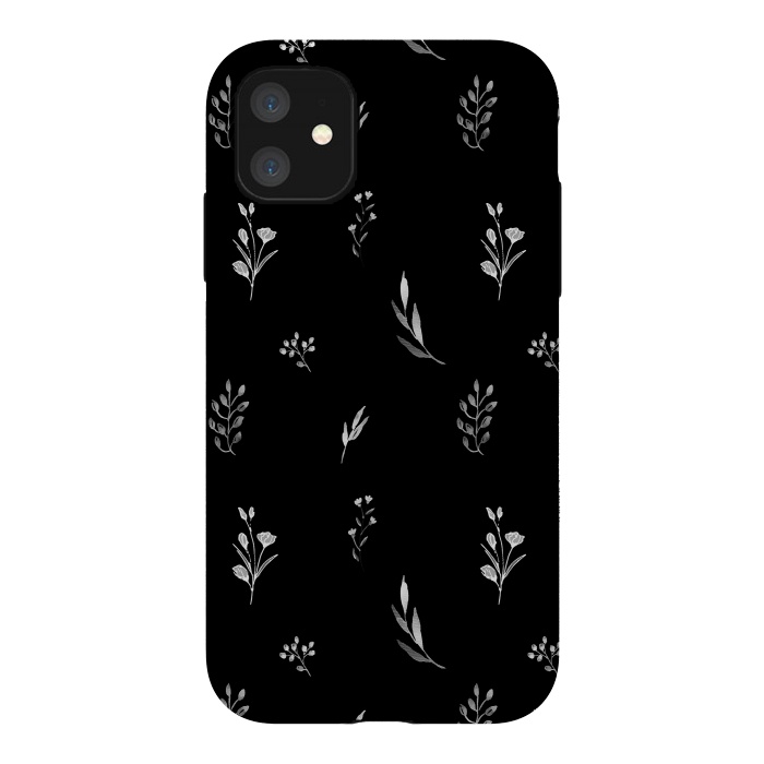 iPhone 11 StrongFit Little Botanics in black by Anis Illustration