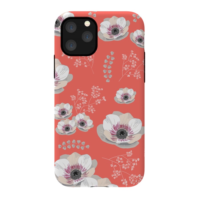 iPhone 11 Pro StrongFit Anemones in Living Coral  by Anis Illustration