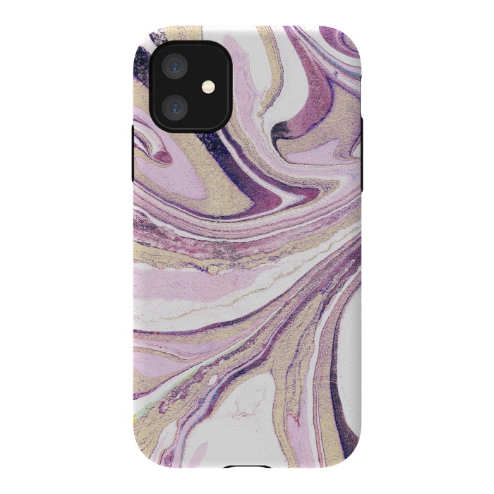 iPhone 11 StrongFit Dusty pastel pink marble stripes by Oana 