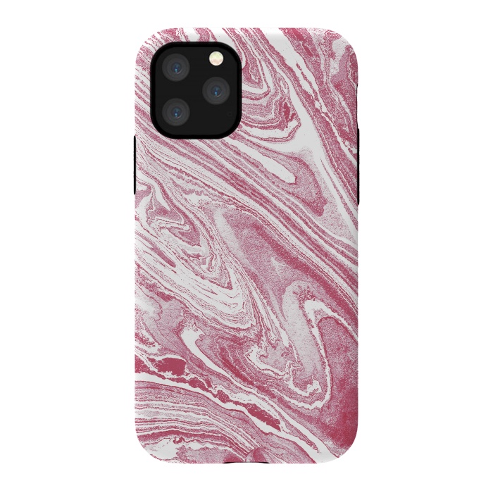 iPhone 11 Pro StrongFit Pastel fuchsia pink and white marble lines by Oana 