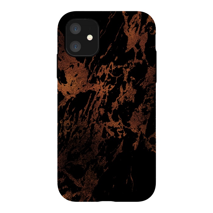 iPhone 11 StrongFit Black marble with copper veins by  Utart