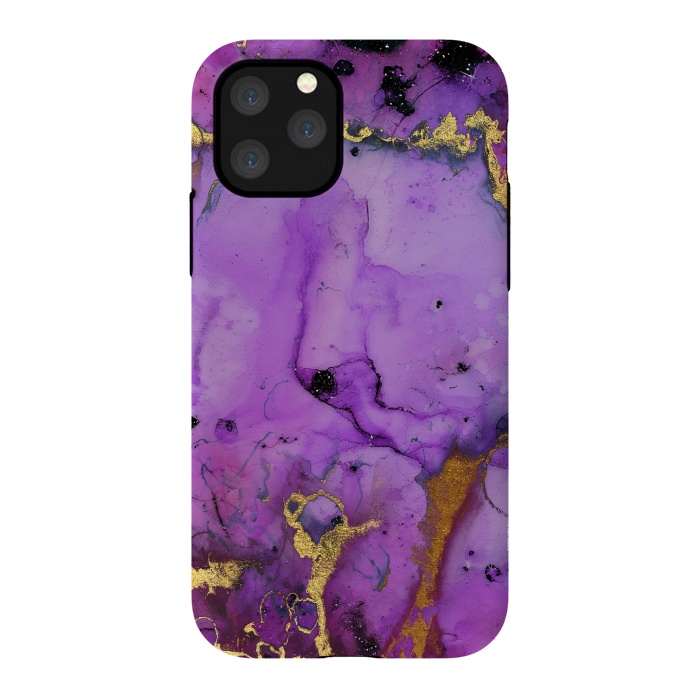 iPhone 11 Pro StrongFit Purple Marble with Gold and black glitter veins by  Utart