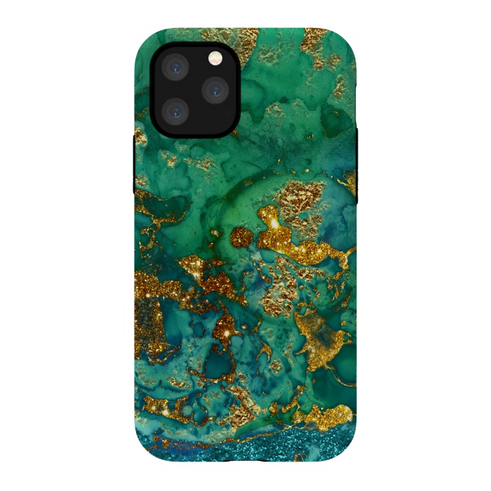 iPhone 11 Pro StrongFit Green Summer Marble with Gold Veins by  Utart