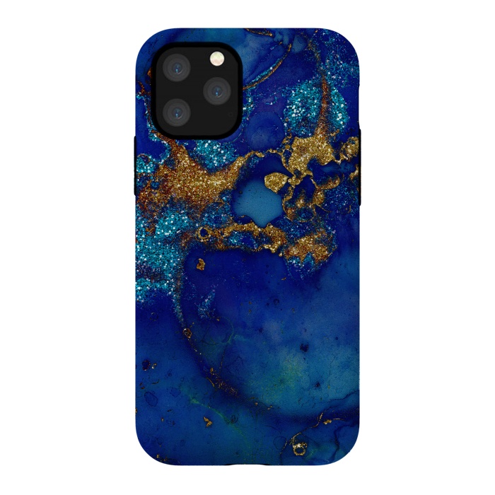 iPhone 11 Pro StrongFit Ocean Blue and gold Marble  by  Utart