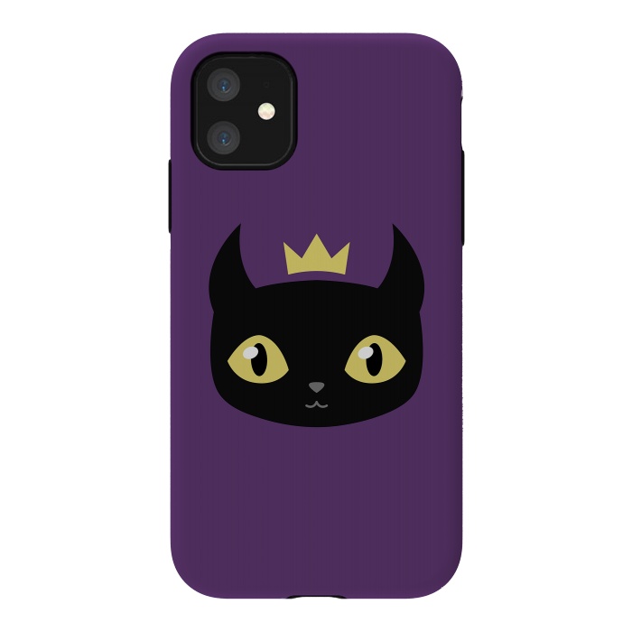 iPhone 11 StrongFit Black cat king by Laura Nagel