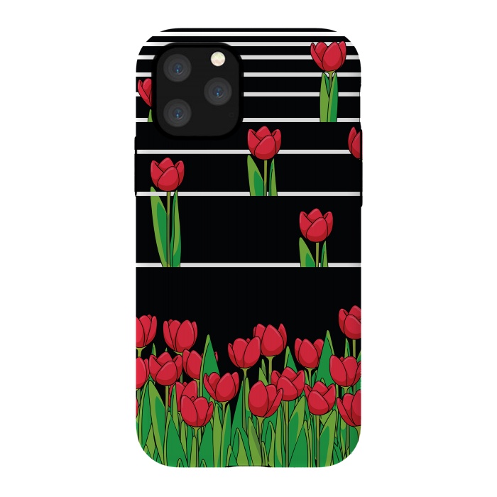 iPhone 11 Pro StrongFit Black And White Tulip by Rossy Villarreal