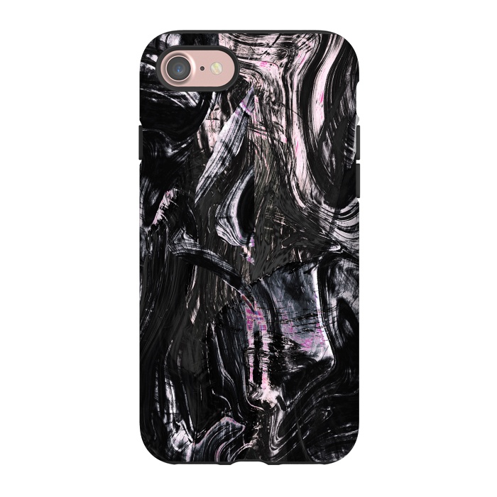 iPhone 7 StrongFit Brushed black pink ink marble by Oana 
